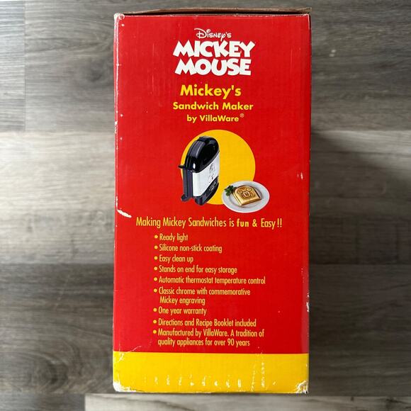 VillaWare 5555-03 Mickeys Sandwich Maker with Original Recipe Booklet and Box - Picture 4 of 7